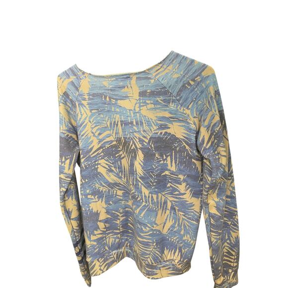 SOL Los Angeles Sweatshirt S – Blue Leaf Print, Cream, Made in USA, EUC - Picture 3 of 7
